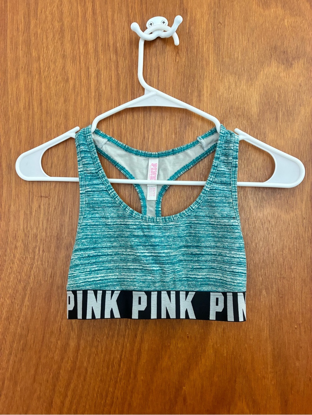 PINK Victoria's Secret Teal Marled Racerback Sports Bra